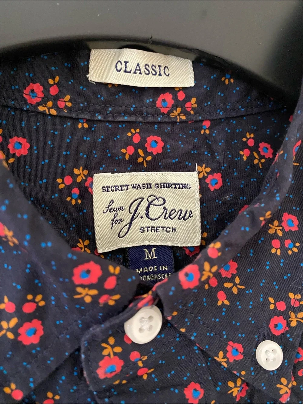 J. Crew Stretch Cotton Navy and red ditsy floral Button-Down Shirt unisex